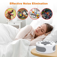 KozyOne white noise machine on a bedside table for calm.
