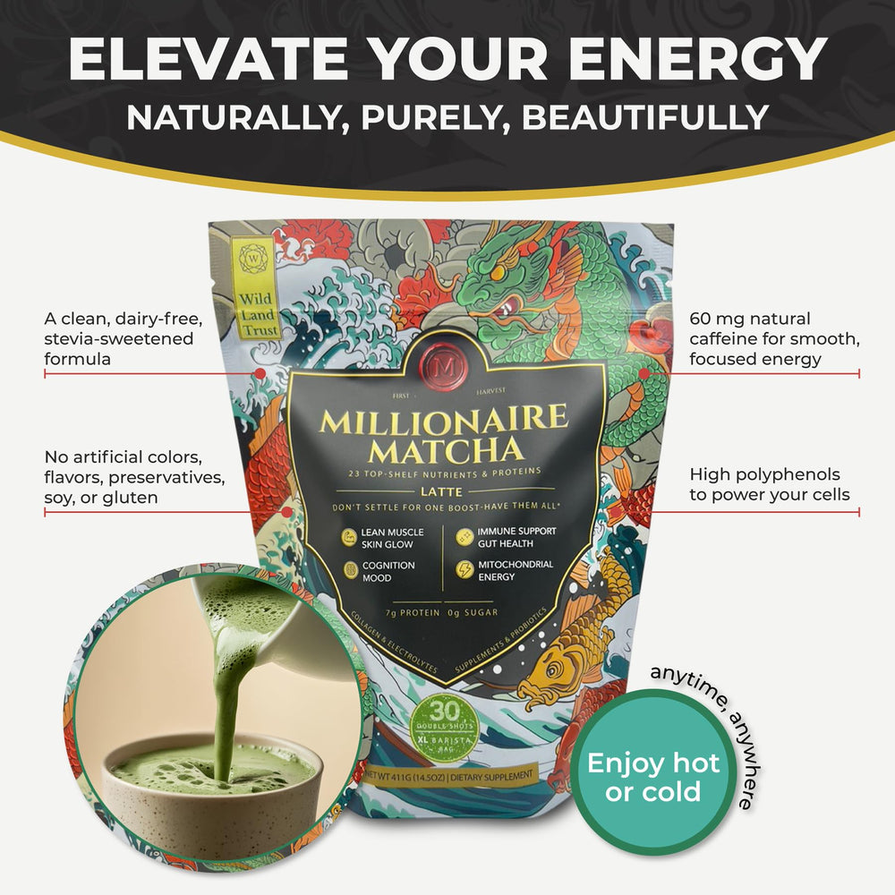 Steaming mug of Millionaire Matcha latte highlights ritual and mental clarity