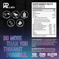 KR Labs protein gummies showing grass-fed blend and whole-food style ingredients.
