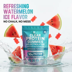 KR Labs Zero Carb Clear Whey Gummies gluten-free and non-GMO badge.