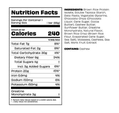 Kreatures of Habit Daily Bar nutrition label closeup highlights 20g protein per bar.