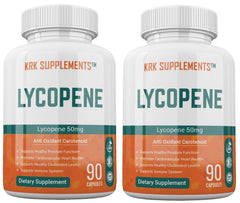 KRK Supplements Lycopene 50mg bottle front in a two-pack for daily antioxidant support.