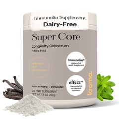 KROMA ImmunoLin dairy-free bottle showing convenient powder form for daily gut health.