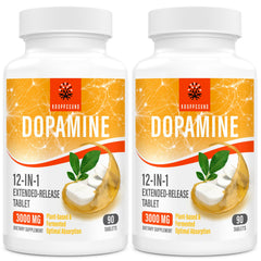 Kroppssund Natural Dopamine Supplement bottle on a desk, extended-release in focus.