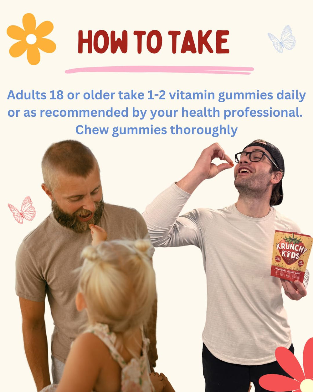 Allulose-sweetened Krunchy Kids D3 gummies with lower sugar feel