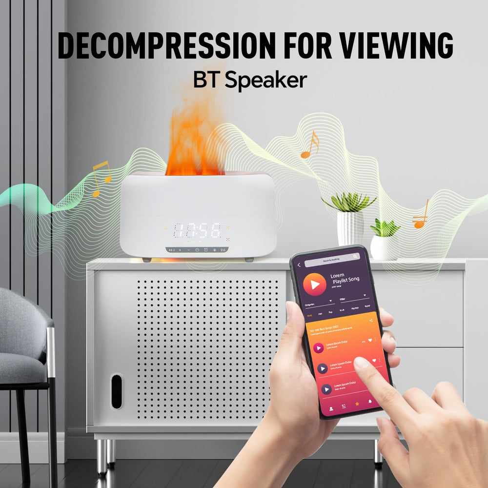 KSTPGRZK diffuser with built-in Bluetooth speaker for ambient sound.