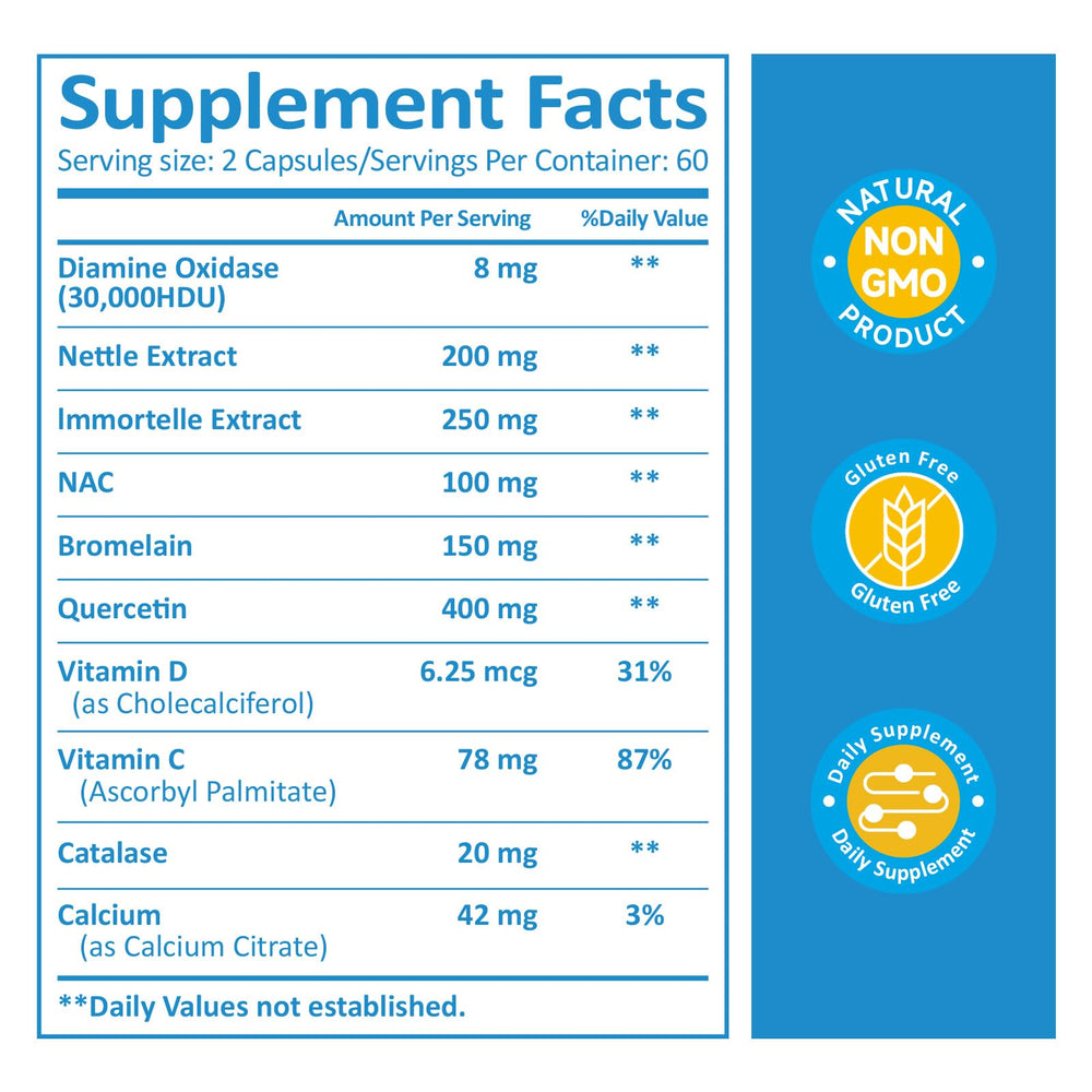KUAFLY DAO enzyme packaging box emphasizes gluten-free and dairy-free nutrition.