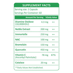 KUAFLY DAO supplement label close-up showing vitamin C and quercetin
