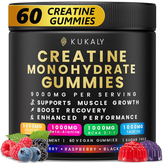 Kukaly Creatine Monohydrate Gummies bottle ready for gym sessions.