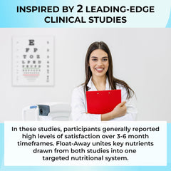 Kuratonics Float-Away label close-up shows science-inspired formulation for eye health support.