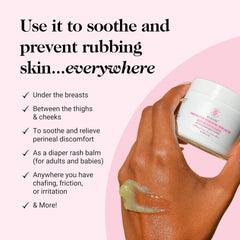 Designed for under-breast area and bra-line to prevent irritation.