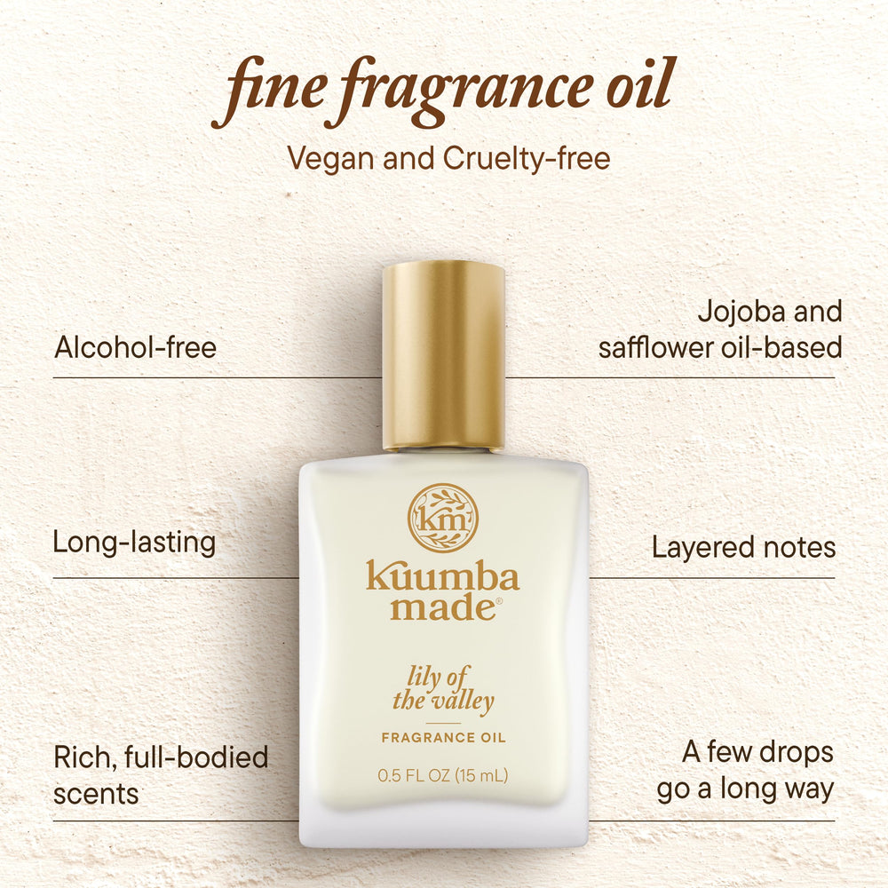 Label detail of Kuumba Made Lily of the Valley fragrance oil