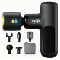KVKID Mini Massager Gun with heat and cold head for deep tissue relief.