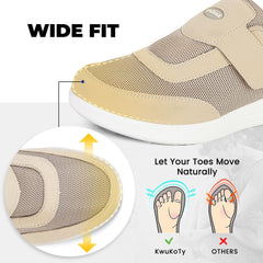 KWUKOTY slip-on design orthopedic shoes for women for easy on/off and breathable mesh.