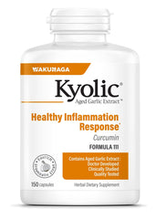 Kyolic Aged Garlic Extract Formula 111 bottle on display, supports healthy inflammation response and immune wellness.