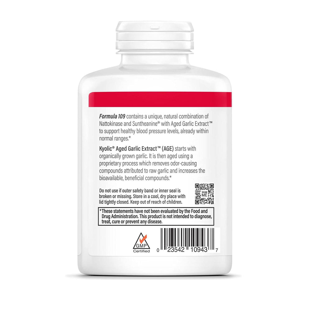 Kyolic bottle with dosage guidance highlighting daily wellness support.