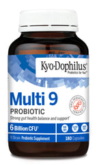 Graphic illustrating Kyolic Kyo-Dophilus nine strains with DNA verification.