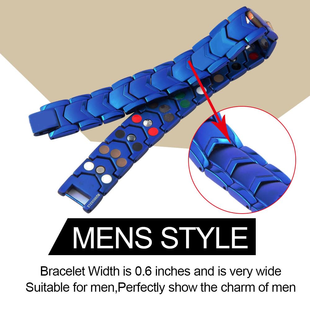 Close-up of 316L stainless steel construction of KYOSI 3X magnetic bracelet.