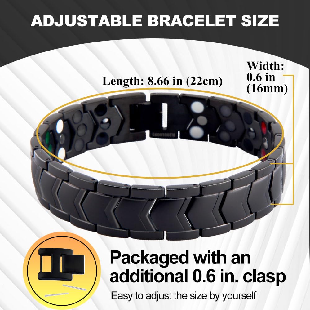 KYOSI three-row magnetic bracelet close-up in stainless steel showing durability.