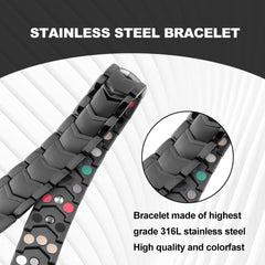 KYOSI men's magnetic bracelet in black stainless steel close-up for versatile style.