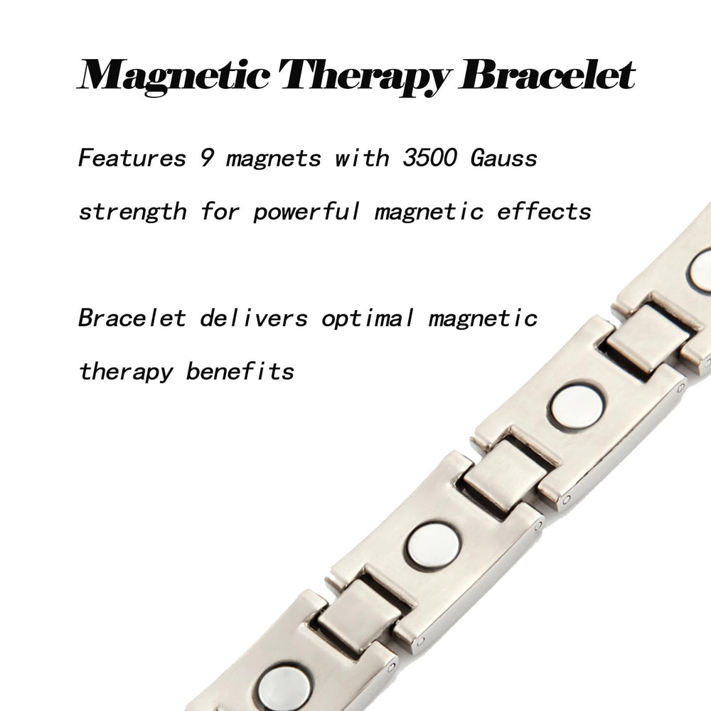 KYOSI titanium magnetic bracelet side view shows blue carbon fiber accents