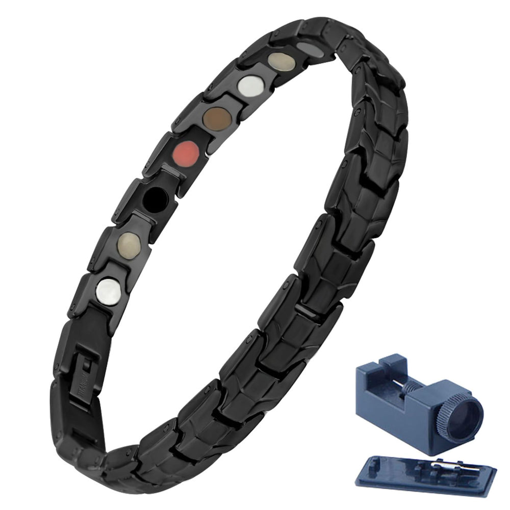 KYOSI titanium magnetic bracelet for women in black, stylish daily wear at 7.87 inches