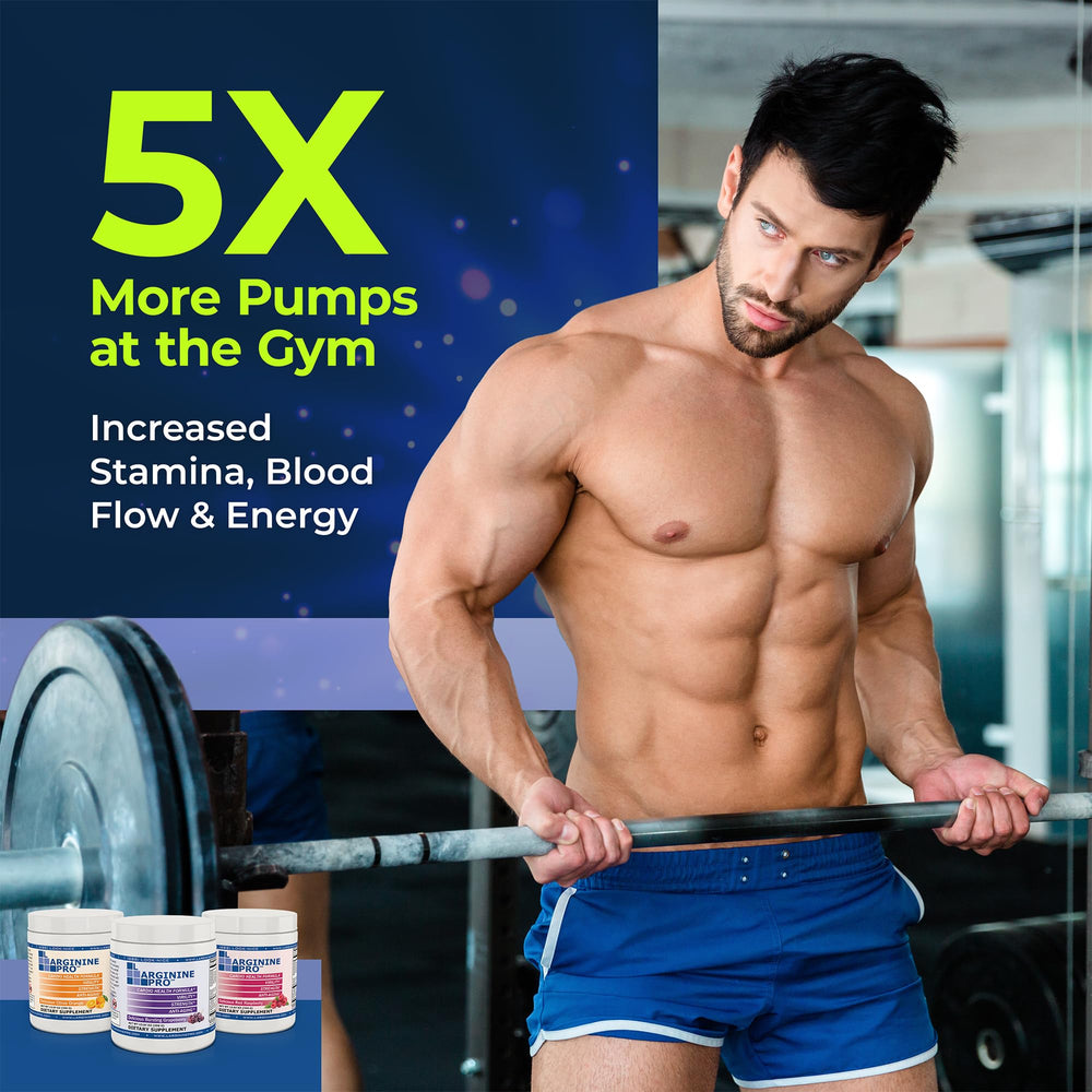 L-ARGININE PRO raspberry packets ready for on-the-go use.