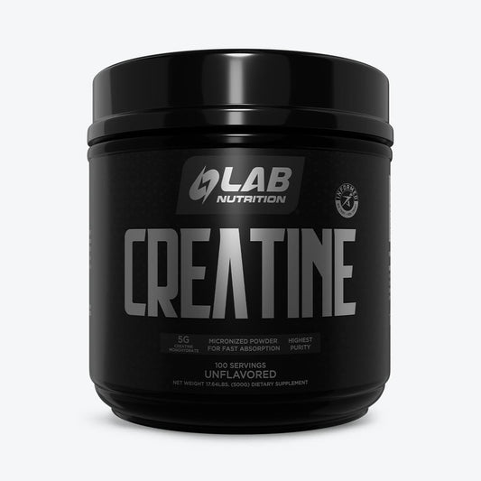 LAB NUTRITION GOL creatine micronized powder unflavored bottle close-up for easy daily mixing