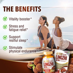 LABO Nutrition Bioactive Lingzhi Reishi Ultra seven-mushroom blend highlights premium organic ingredients.