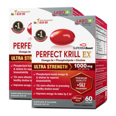 LABO Nutrition Perfect Krill EX bottle front for omega-3 heart support