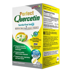 LABO Nutrition Perfect Quercetin bottle close-up highlighting SunActive IsoQ bioavailability