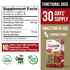 LABO Nutrition VesseCLEAR EX capsules on a dish suggesting daily circulation support.