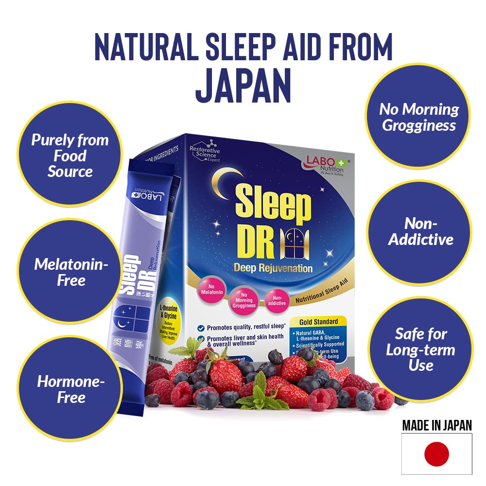 LABO Nutrition Sleep DR on nightstand with a calendar reminder.
