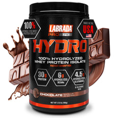 Labrada Hydro 100 bottle highlighting fast-absorbing hydrolyzed whey.