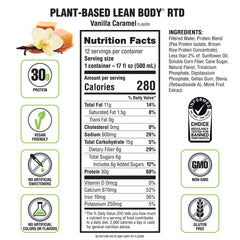 Labrada Lean Body ingredient panel highlighting pea and rice protein blend
