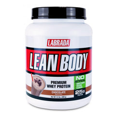 Labrada Lean Body Premium Whey Chocolate post-workout scene emphasizes recovery support.