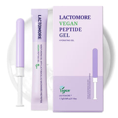 LACTOMORE vegan peptide gel bottle showing compact hydration for daily intimate comfort