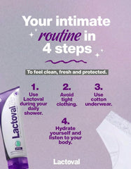 Lactoval pH 3.5 balanced wash maintains natural balance during routine care.