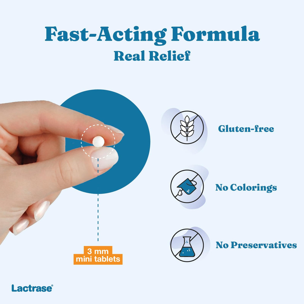 Lactrase dairy digestive support refill for travelers and families.