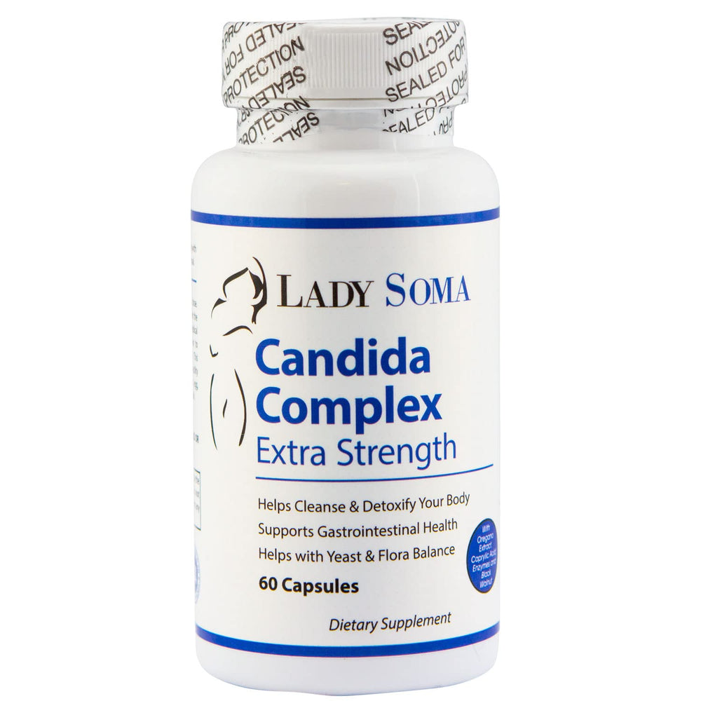 Lady Soma Candida Complex bottle with capsules for balanced vaginal flora