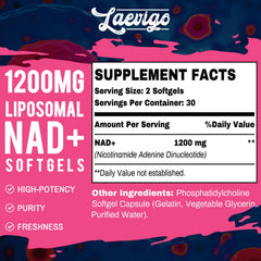 Laevigo NAD+ capsules closeup emphasizing potency and reliable daily support