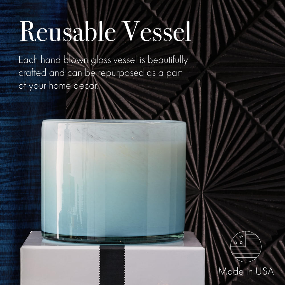 LAFCO Marine 3-Wick burn time and glow in the glass vessel