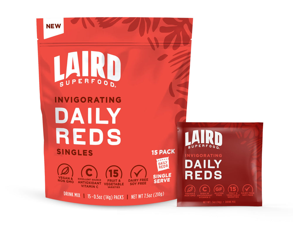 Laird Superfood Antioxidant Daily Reds bottle ready for a post-workout fruity boost