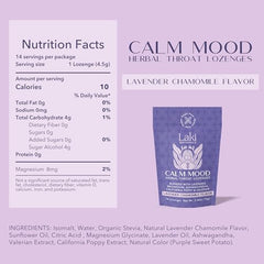 Laki Naturals Lavender Chamomile lozenge close-up highlights calming flavor.