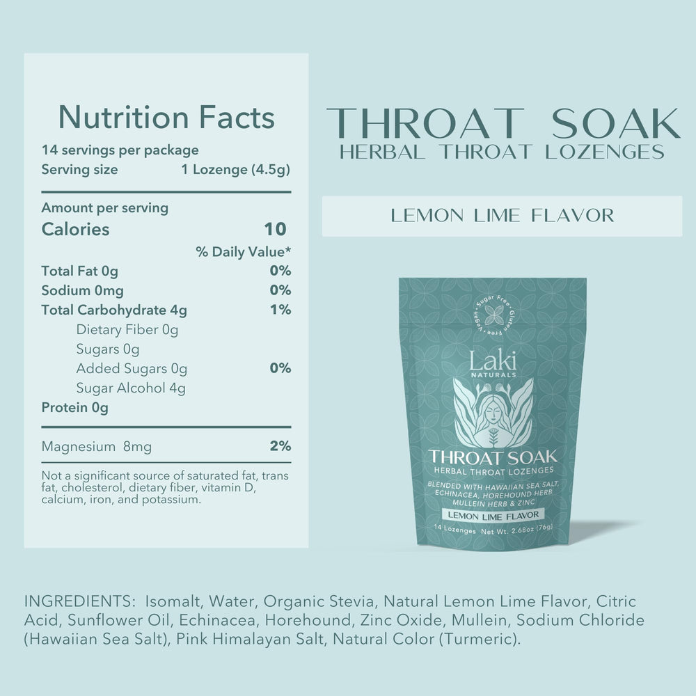 Laki Naturals calming-use scene suggests on-the-go throat relief and focus