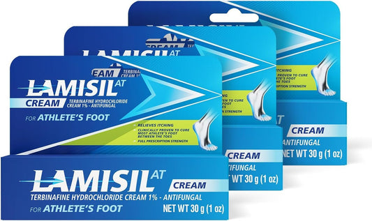 Lamisil foot-treatment tube on display suggesting quick weekly relief