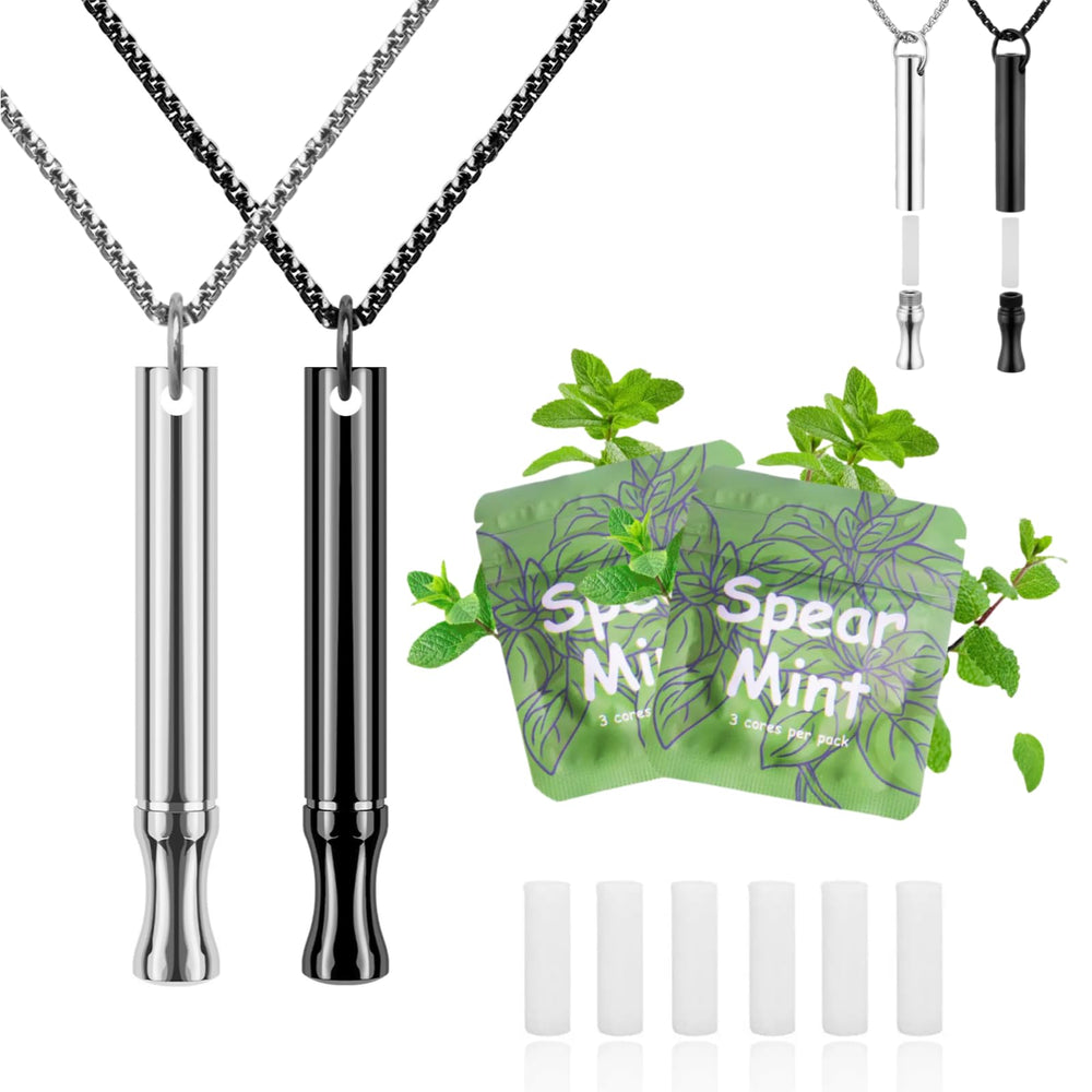 LAMKHOO breathing necklace with mint pod insert for discreet quit-smoking support