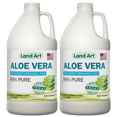 Land Art Pure Aloe Vera Juice bottle front for daily hydration and wellness.