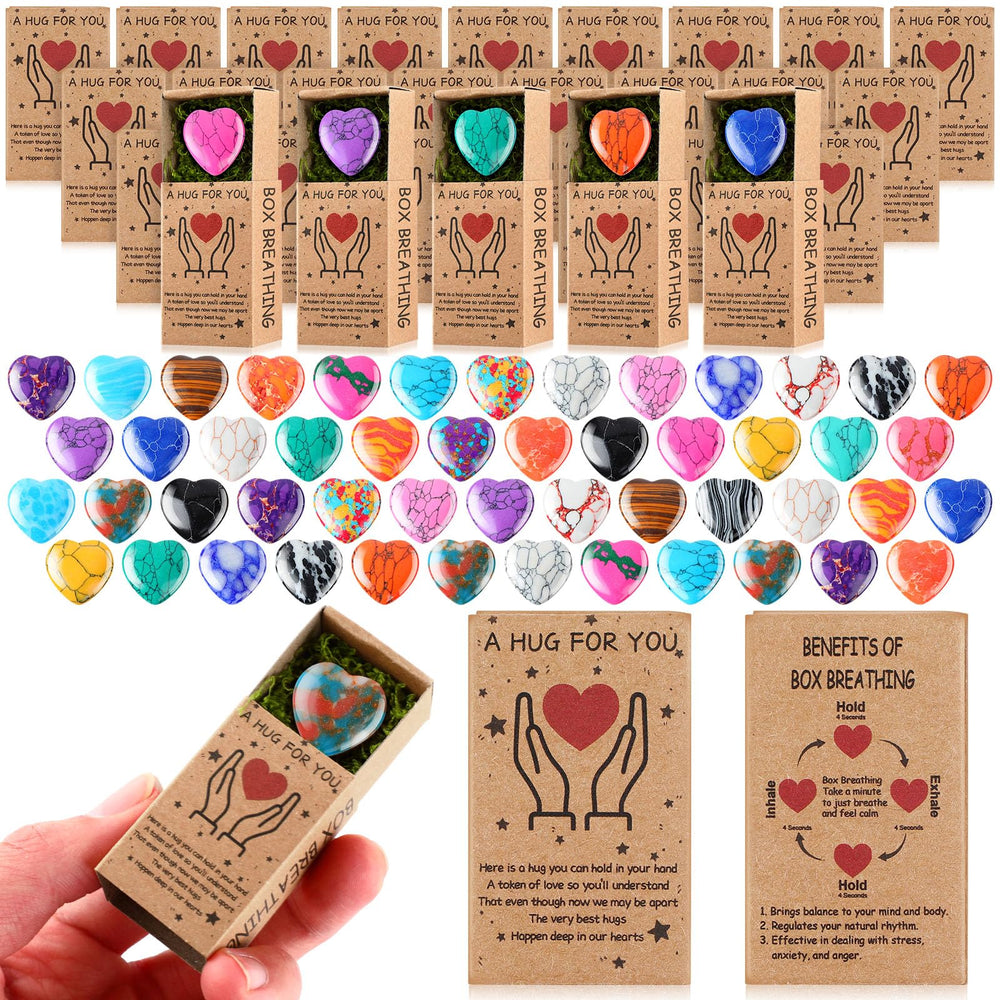 Landical Pocket Hug Box closeup shows multicolor heart stones ideal for thoughtful gifts.