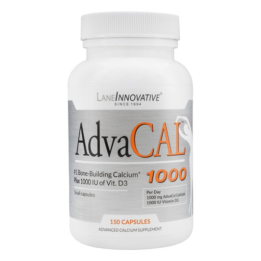 Lane Innovative AdvaCAL 1000mg bottle supports bone health.
